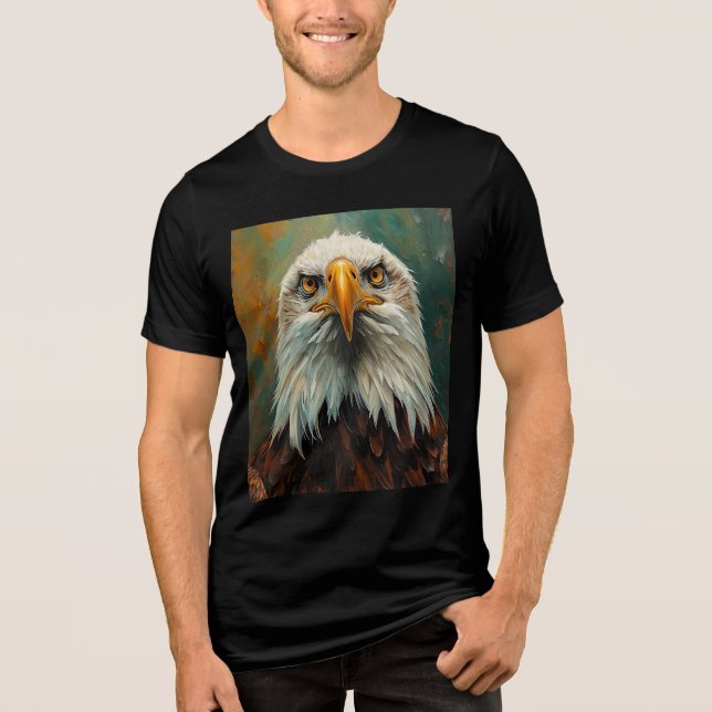 Artistic Eagle Portrait – Vibrant Oil Painting Tee (Front)