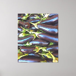 Artistic Eggplants Black Outline Art Canvas Print