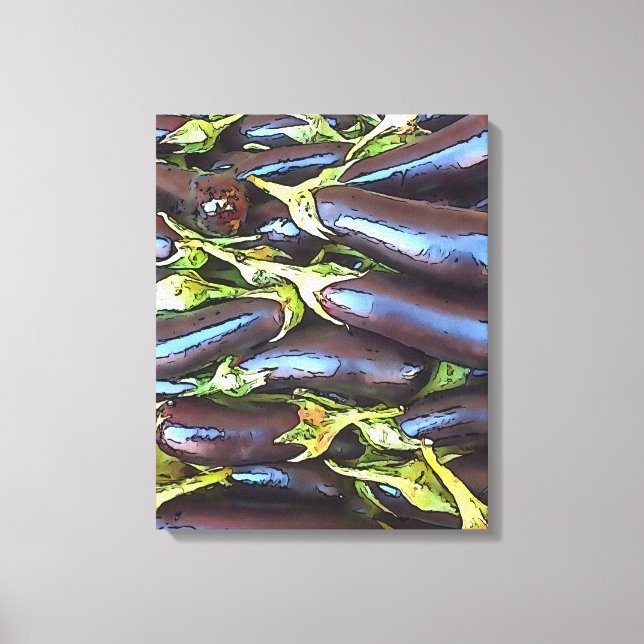 Artistic Eggplants Black Outline Art Canvas Print (Front)