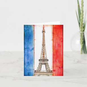 Artistic Eiffel Tower Flag note card