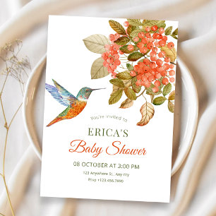 Artistic elegant bird berries baby shower invitation