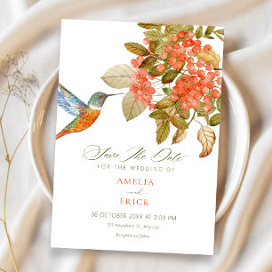 Artistic elegant bird berries invitation