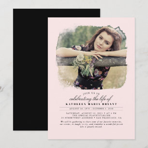 Artistic Elegant Celebration of Life Funeral Photo Invitation