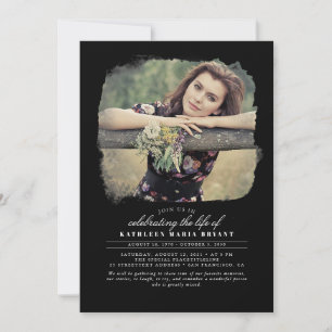Artistic Elegant Celebration of Life Funeral Photo Invitation