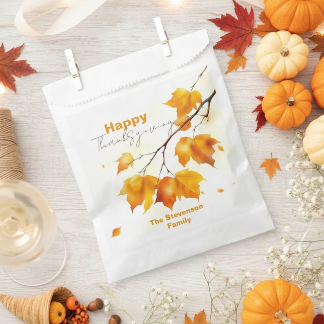 Artistic Elegant Fall Maple Leaves Thanksgiving Favour Bags (Creator Uploaded)