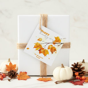 Artistic Elegant Fall Maple Leaves Thanksgiving Favour Tags
