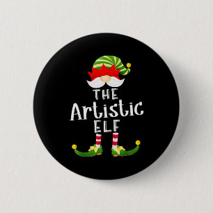 Artistic Elf Group Christmas Funny Pajama Party  6 Cm Round Badge