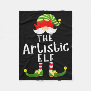 Artistic Elf Group Christmas Funny Pajama Party  Fleece Blanket