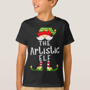 Artistic Elf Group Christmas Funny Pajama Party  T-Shirt