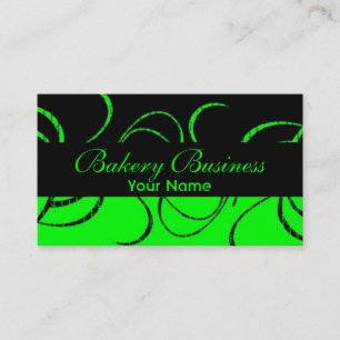 Artistic fade bright green swirl bakery cards