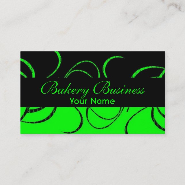 Artistic fade bright green swirl bakery cards (Front)