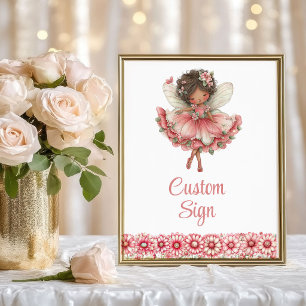 Artistic Fairy Girl Blush Floral Birthday Custom  Poster