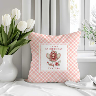 Artistic Fairy Girl Blush Floral Birthday Pillow 