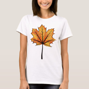 Artistic Fall Leaf In Yellow And Blue T-Shirt