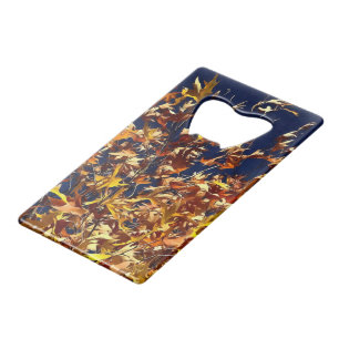 Artistic Fall Leaves Against Deep Blue Sky