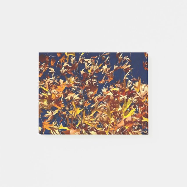 Artistic Fall Leaves Against Deep Blue Sky Post-it Notes (Front)