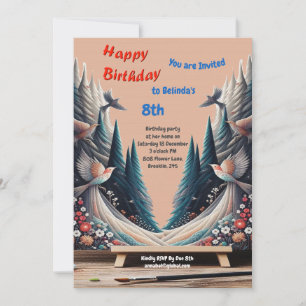 Artistic Fantasy, Bird Drawings in Colour Invitati Invitation
