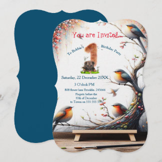Artistic Fantasy, Bird Drawings in Colour Invitation