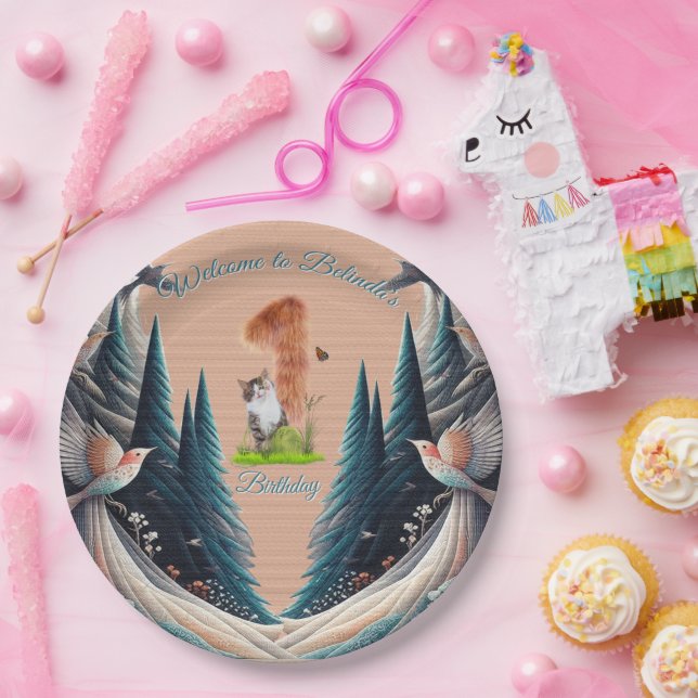 Artistic Fantasy, Bird Drawings in Colour Paper Plate (Party)