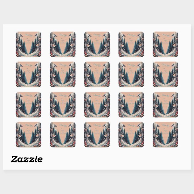 Artistic Fantasy, Bird Drawings in Colour Square Sticker (Sheet)