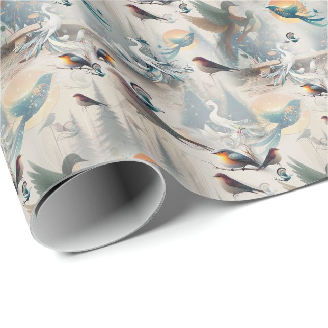 Artistic Fantasy, Bird Drawings in Colour Wrapping Paper (Roll Corner)