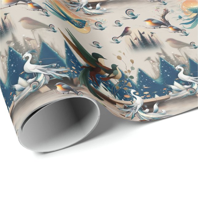 Artistic Fantasy, Bird Drawings in Colour Wrapping Paper (Roll Corner)