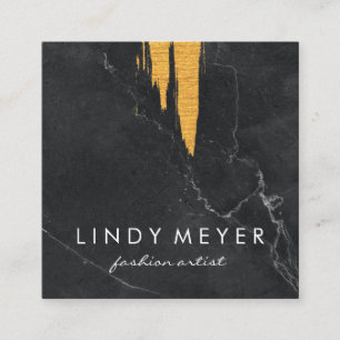 Artistic Faux Gold Brushed   Slate Square Business Card