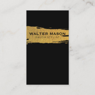 Artistic Faux Gold Brushed Texture Black Business Card