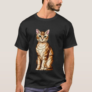 Artistic Feline Portrait Amid Tropical Flowers T-Shirt