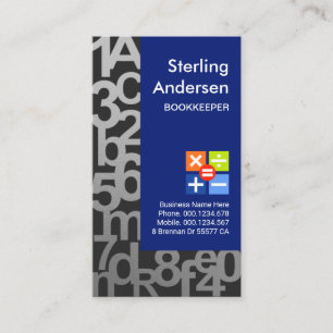 Artistic Financial Numbers Bookkeeping Business Card
