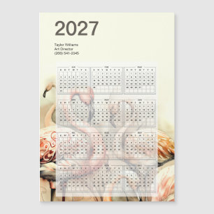 Artistic Flamingo 2027 Calendar with Magnetic Back