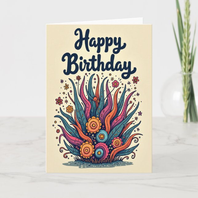 Artistic Flora Birthday Card (Front)