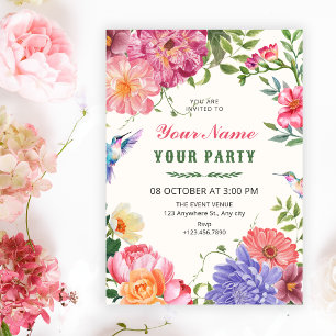 Artistic floral bloom invitation