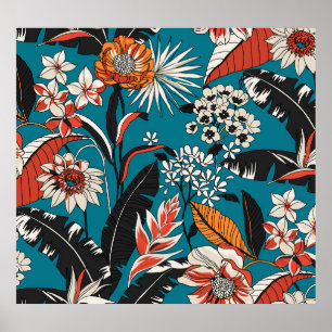 Artistic Floral Deco: Vintage Seamless Pattern Poster