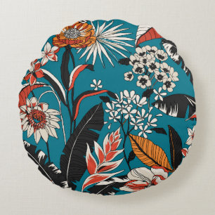Artistic Floral Deco: Vintage Seamless Pattern Round Cushion