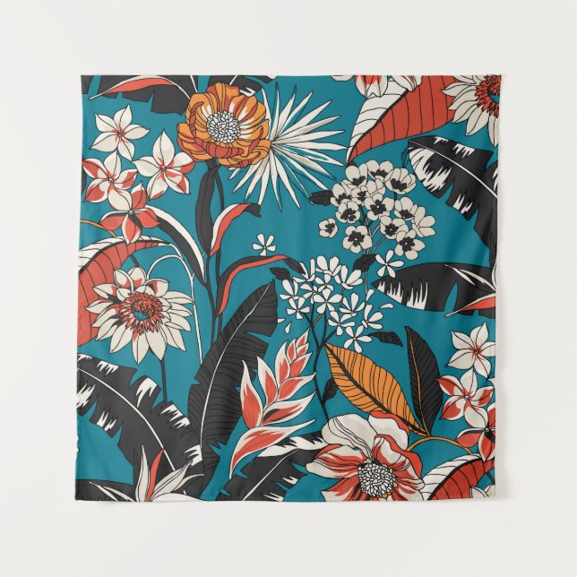 Artistic Floral Deco: Vintage Seamless Pattern Tapestry (Front)