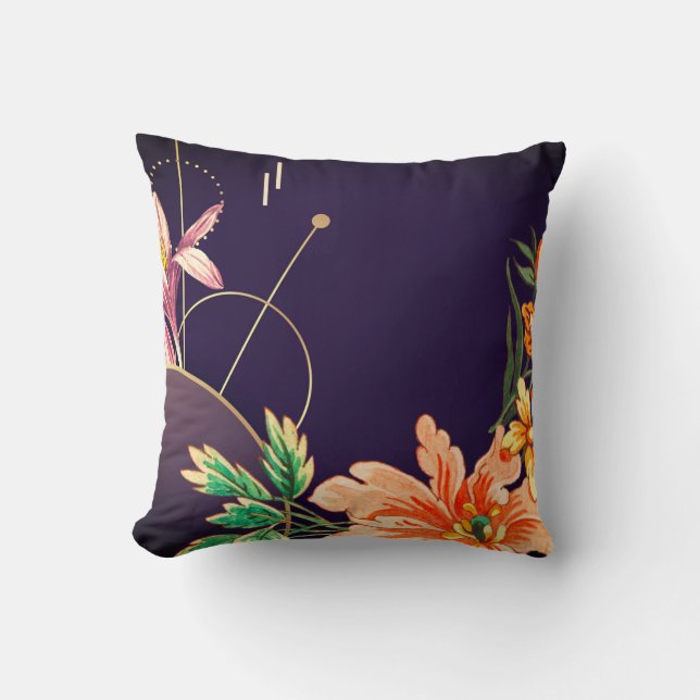 Artistic Floral Designer Abstract | Eggplant Cushion (Front)