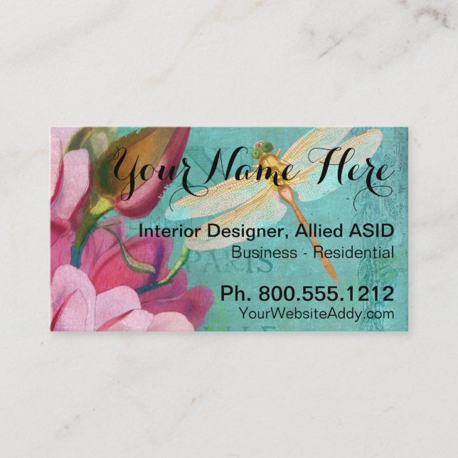 Artistic floral Interior designer business card (Front)