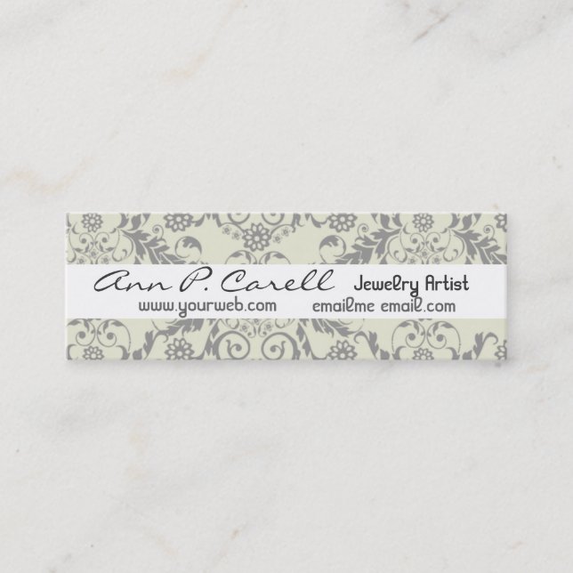 Artistic Floral Luxe Professional Elegant Modern Mini Business Card (Front)