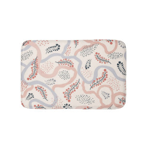 Artistic floral pattern, ornamental autumn decor. bath mat