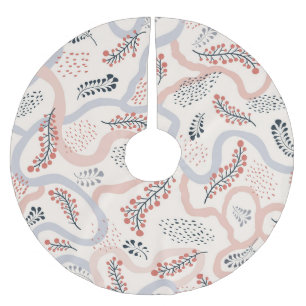 Artistic floral pattern, ornamental autumn decor. brushed polyester tree skirt