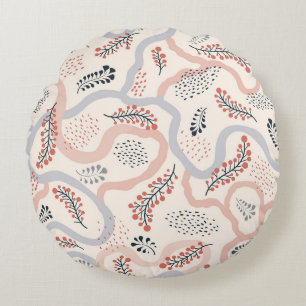 Artistic floral pattern, ornamental autumn decor. round cushion