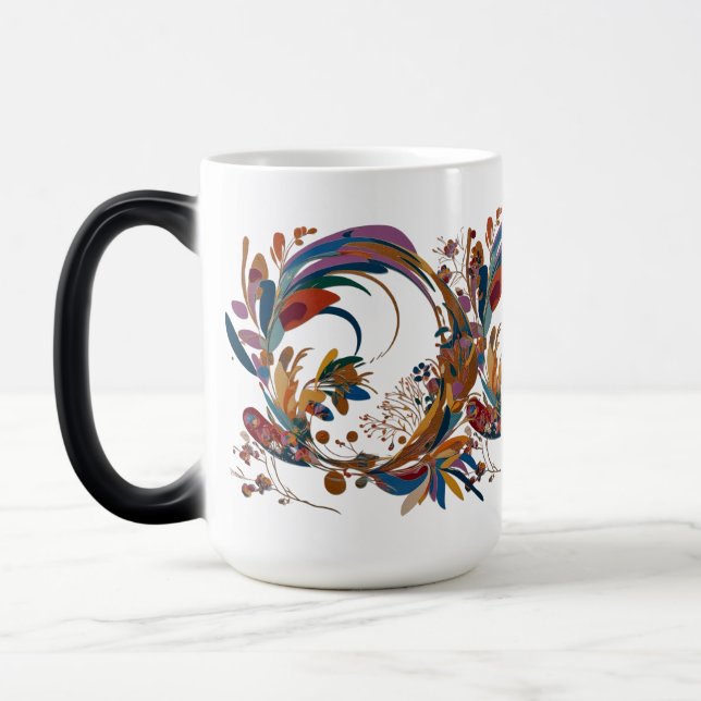 Artistic Floral Swirl Morphing Mug 15 oz (Left)
