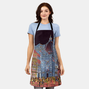 Artistic Florence Italy with Duomo Night Scene Apron