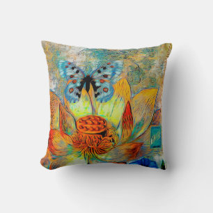 Artistic flower and butterfly cushion