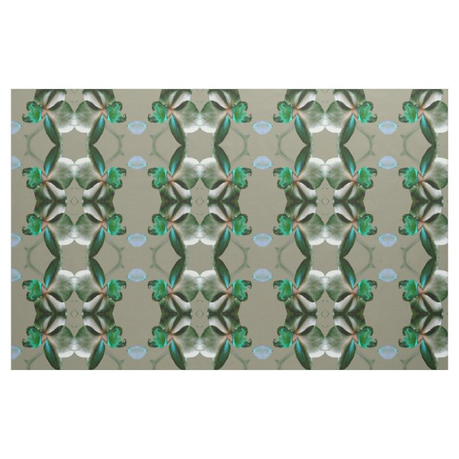 Artistic Flower in Blue, Green and Grey Pattern Fabric (Fat Quarter)