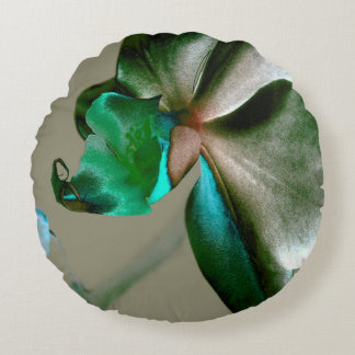 Artistic Flower in Blue, Green and Grey Tones Round Cushion