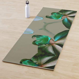 Artistic Flower in Blue, Green and Grey Tones Yoga Mat