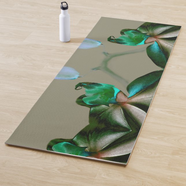 Artistic Flower in Blue, Green and Grey Tones Yoga Mat (In Situ)