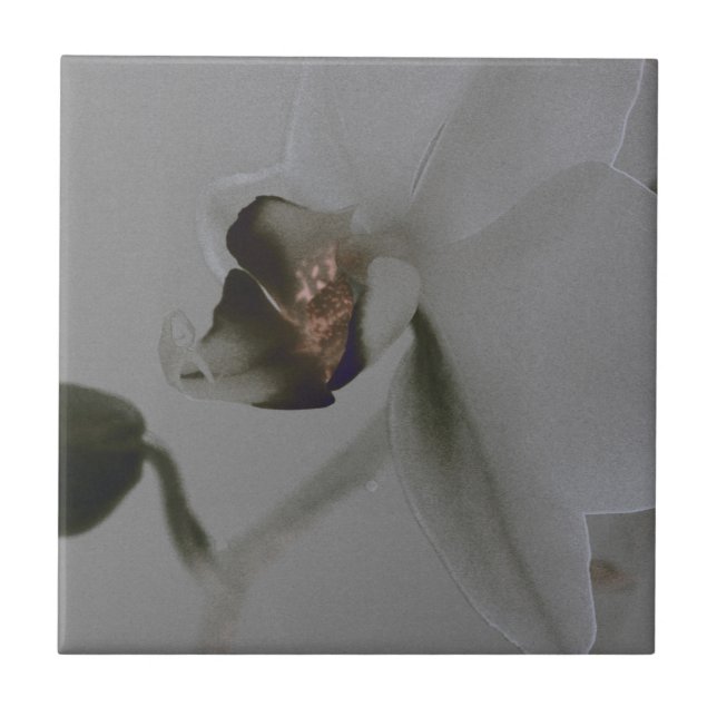 Artistic Flower in Grey Tones Tile (Front)